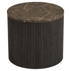 Hioshop Ida salontafel hoektafel Ø45cm marmerdecor bruin