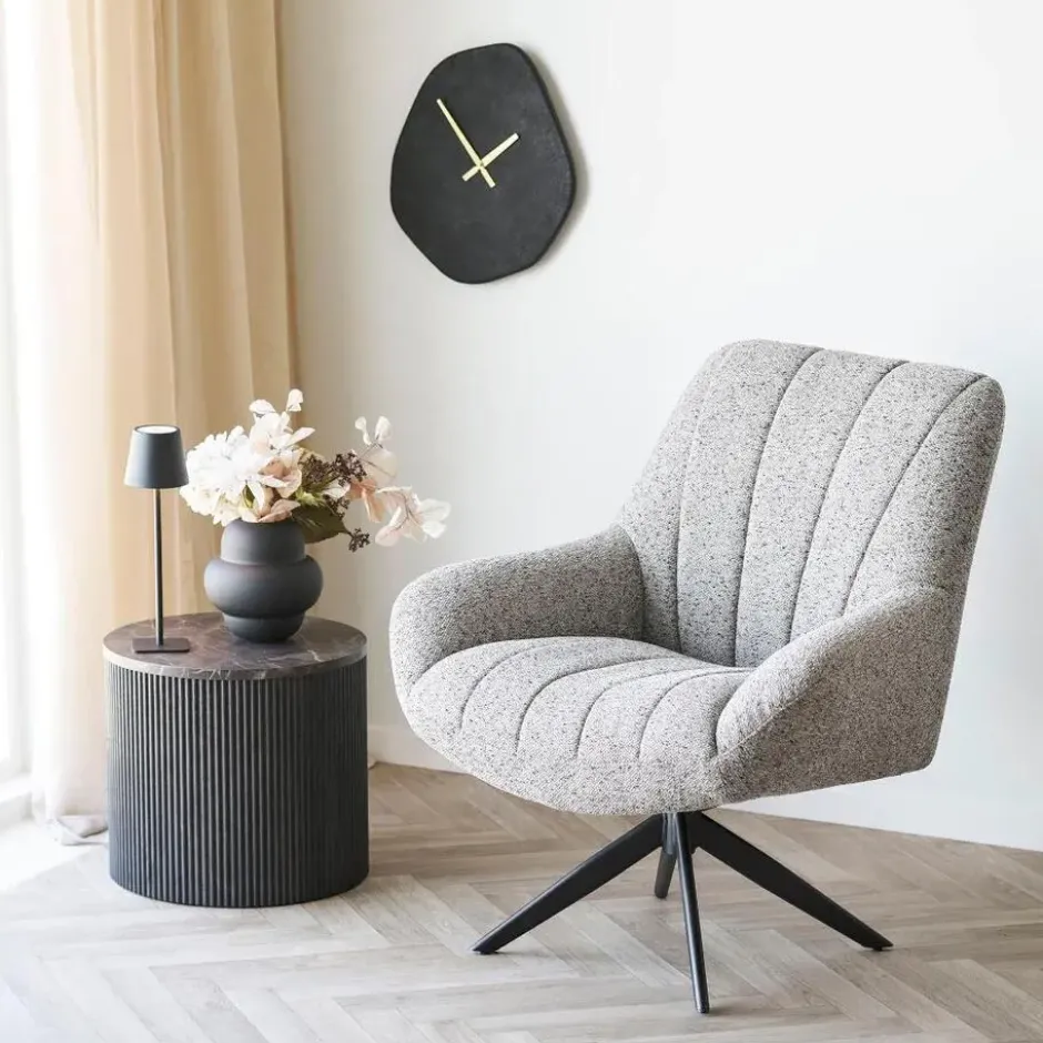 Hioshop Ida salontafel hoektafel Ø45cm marmerdecor bruin