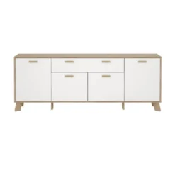Hioshop Ikast dressoir 4 deuren- 1 lade eiken decor- wit