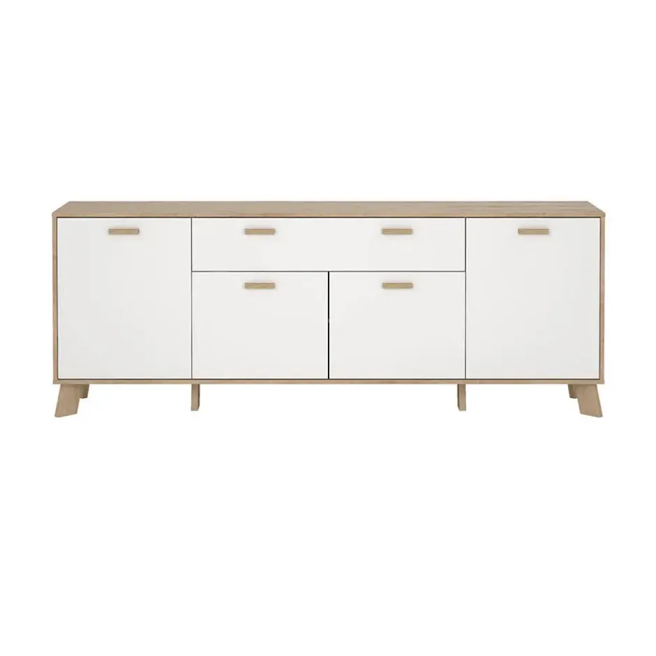 Hioshop Ikast dressoir 4 deuren- 1 lade eiken decor- wit