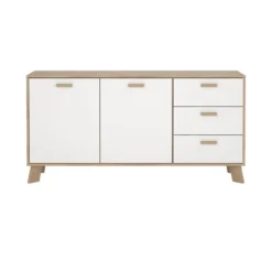 Hioshop Ikast dressoir 2 deuren- 3 lades eiken decor- wit