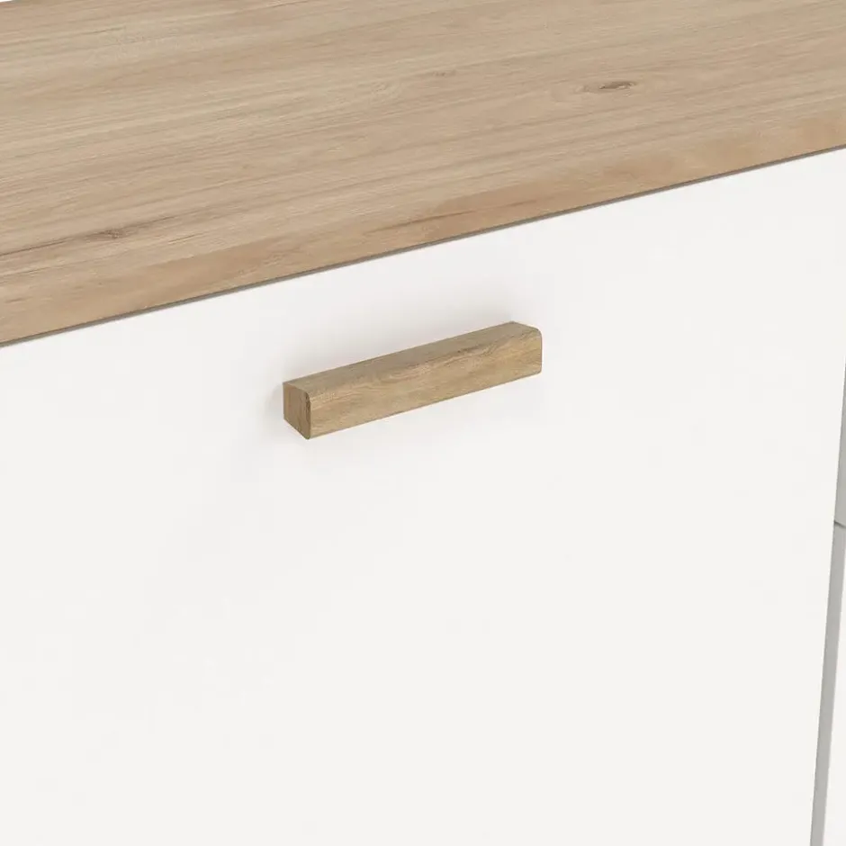 Hioshop Ikast dressoir 2 deuren- 3 lades eiken decor- wit
