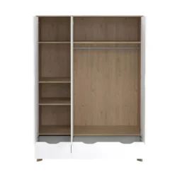 Hioshop Ikast kledingkast 201x148x58cm- 2 deuren- 1 spiegeldeur- 2 lades eiken