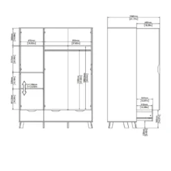 Hioshop Ikast kledingkast 201x148x58cm- 2 deuren- 1 spiegeldeur- 2 lades eiken