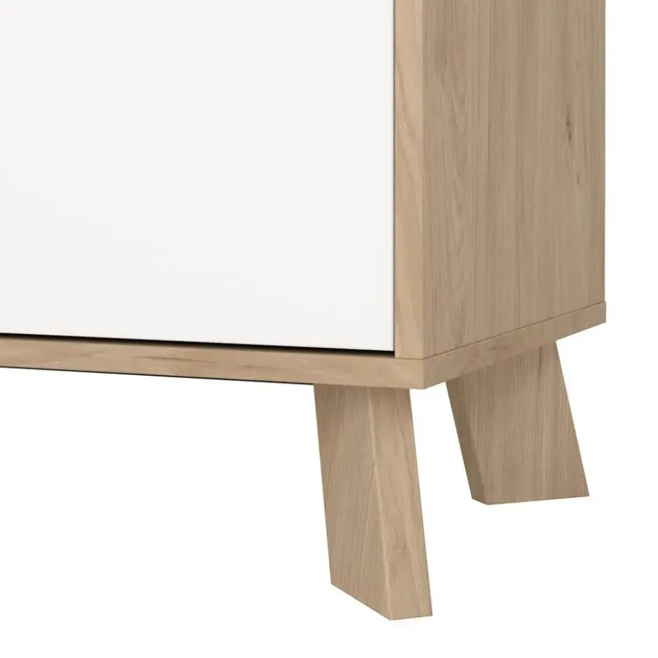 Hioshop Ikast vitrinekast 2 deuren- 3 planken eiken decor- wit