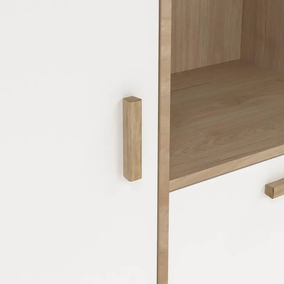 Hioshop Ikast vitrinekast 2 deuren- 3 planken eiken decor- wit