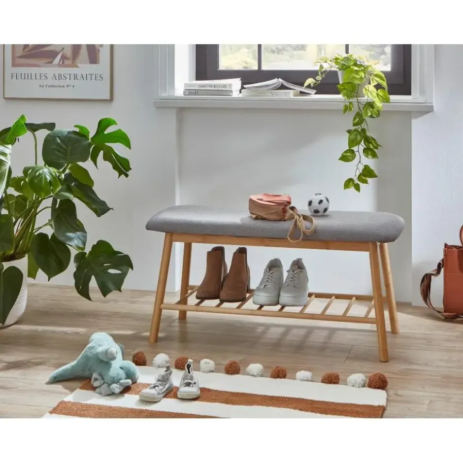 Hioshop Karin bank 1 plank grijs- bamboe