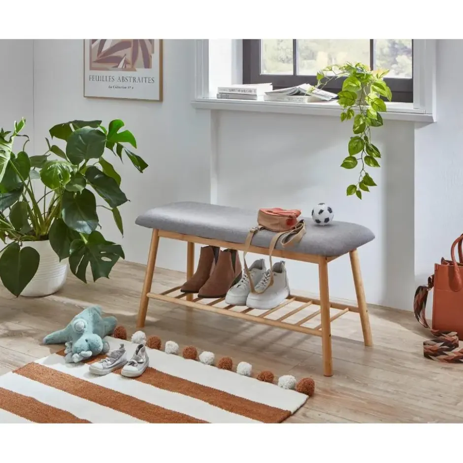 Hioshop Karin bank 1 plank grijs- bamboe
