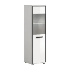 Hioshop Kojak badkamerkast incl verlichting 1 glazen deur wit- hoogglans wit