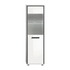 Hioshop Kojak badkamerkast incl verlichting 1 glazen deur wit- hoogglans wit