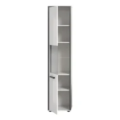 Hioshop Kojak kolomkast 1 glazen deur wit- hoogglans wit