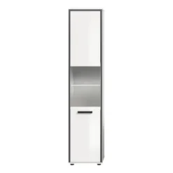 Hioshop Kojak kolomkast incl verlichting 1 glazen deur wit- hoogglans wit