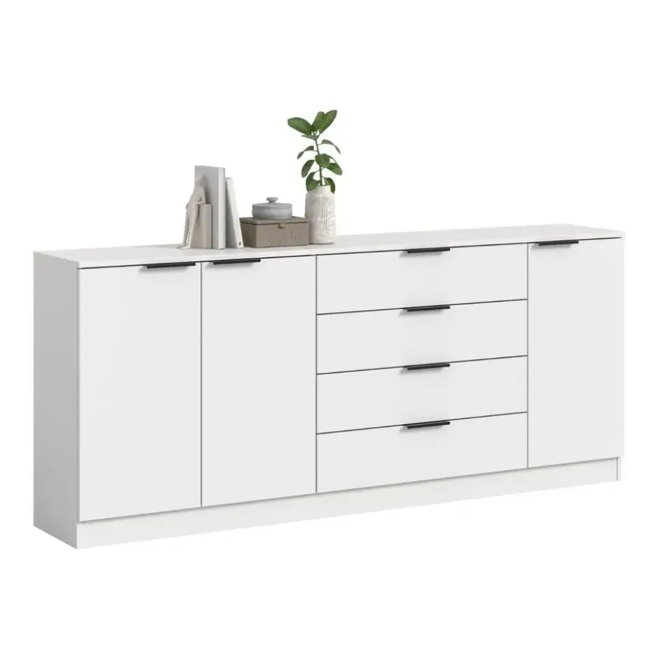 Hioshop Kopenhagen dressoir 4 laden- 3 deuren wit