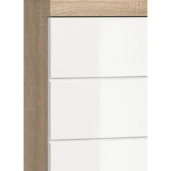 Hioshop Lambada badkamerkast 2 deuren- 1 lade wit hoogglans- eiken decor
