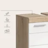 Hioshop Lambada wastafel 2 deuren wit hoogglans- eiken decor