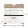 Hioshop Lambada wastafel 2 deuren- 2 lades- 2 planken wit hoogglans- eiken