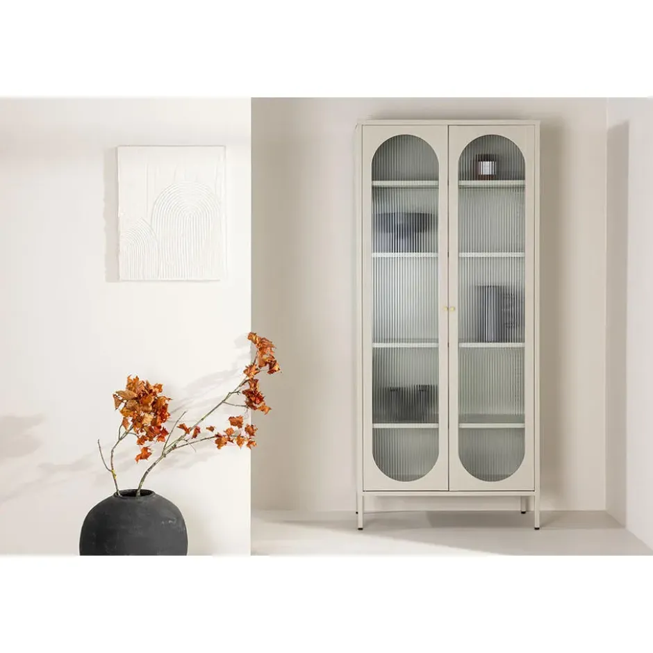 Hioshop Lima vitrinekast 2 deuren beige