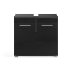 Hioshop Linus wastafel 2 deuren zwart hoogglans- zwart