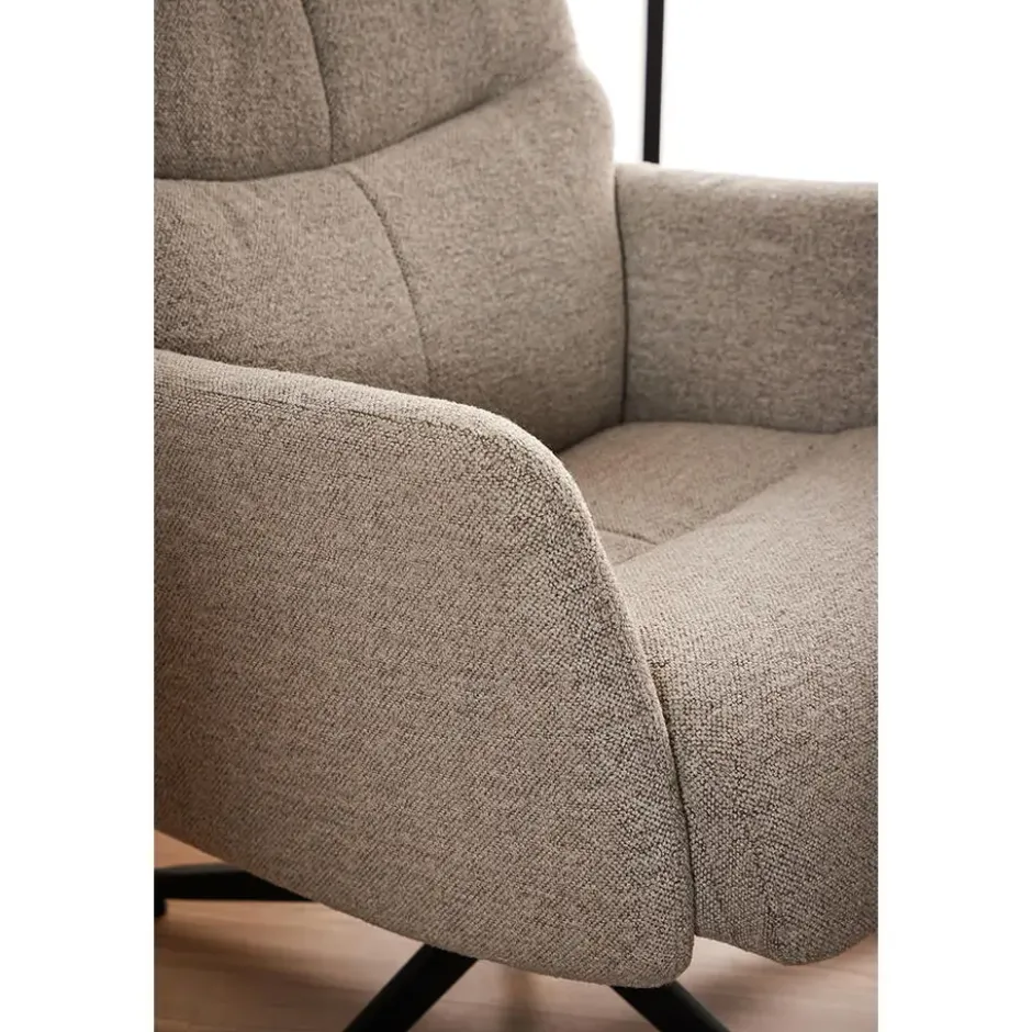 Hioshop London fauteuil recliner met voetenbank bouclé beige