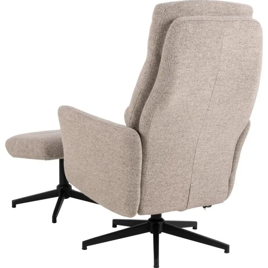 Hioshop London fauteuil recliner met voetenbank bouclé beige