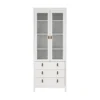 Hioshop Madrid vitrinekast 2 glazen deuren 3 laden wit
