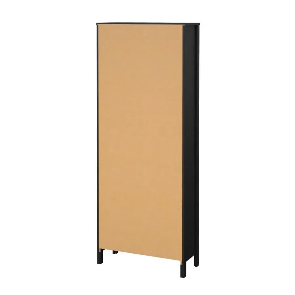Hioshop Madrid vitrinekast 2 glazen deuren 3 laden zwart mat
