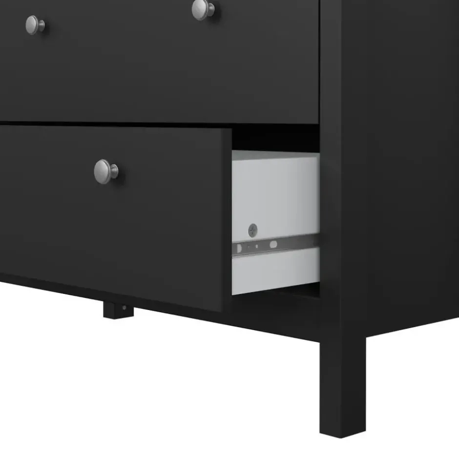 Hioshop Madrid vitrinekast 2 glazen deuren 3 laden zwart mat