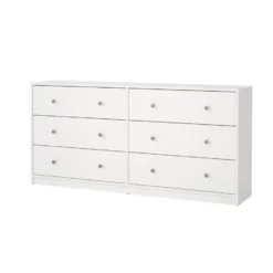 Hioshop Maria kommode breed met 6 lades- wit