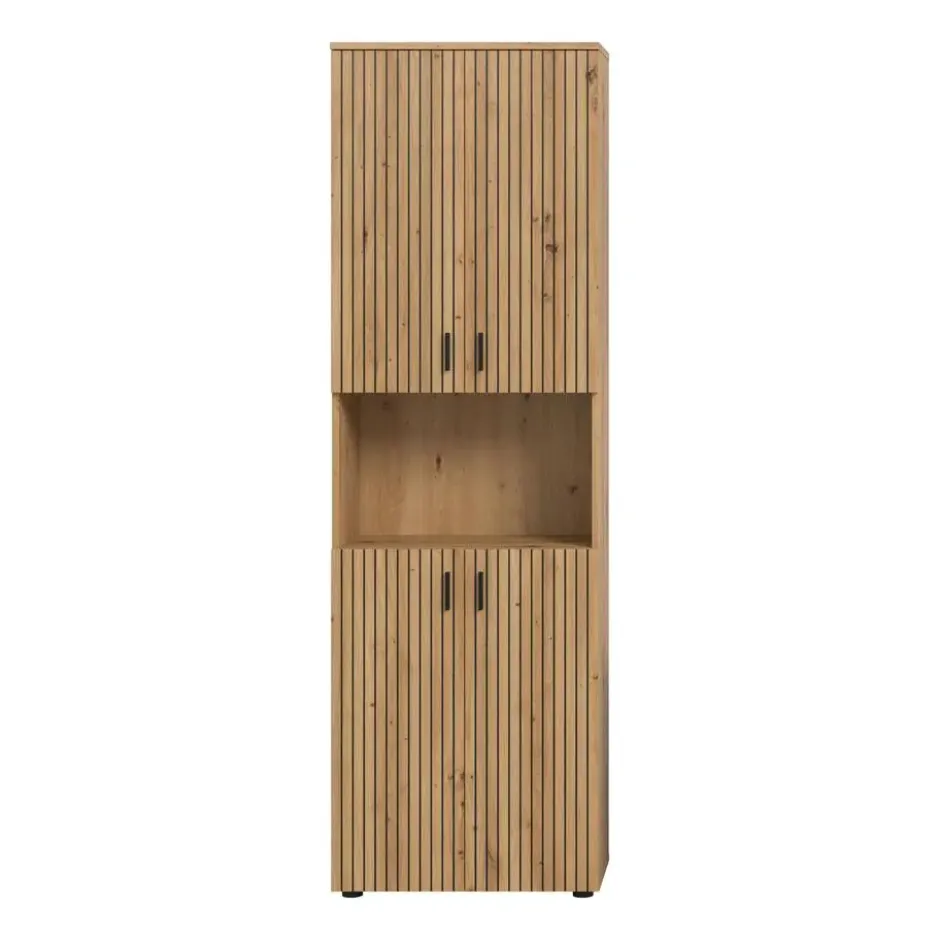 Hioshop Mone kolomkast 4 deuren- 1 plank eiken decor
