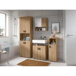 Hioshop Mone kolomkast 4 deuren- 1 plank eiken decor