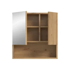 Hioshop Mone spiegelkast 1 deur- 1 spiegeldeur- 1 plank eiken decor