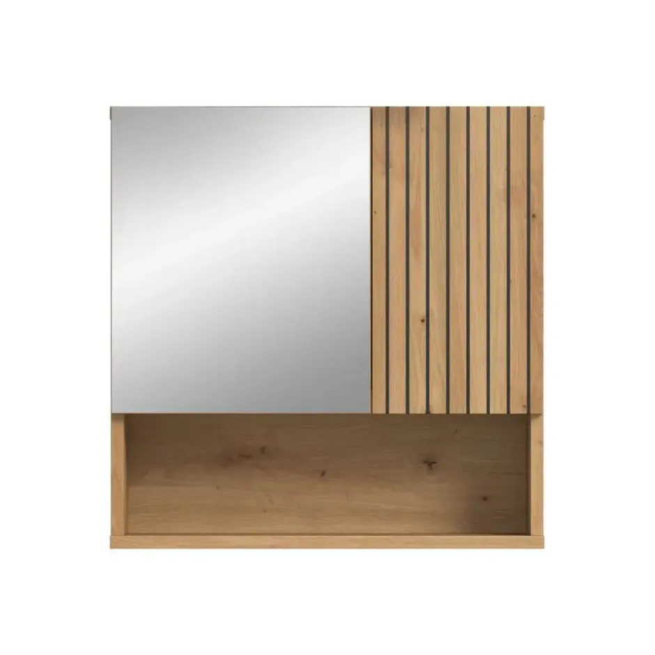 Hioshop Mone spiegelkast 1 deur- 1 spiegeldeur- 1 plank eiken decor