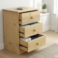 Hioshop Nelly kommode 3 laden gebeitst