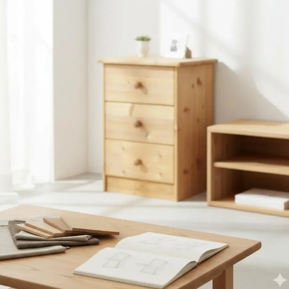 Hioshop Nelly kommode 3 laden gebeitst