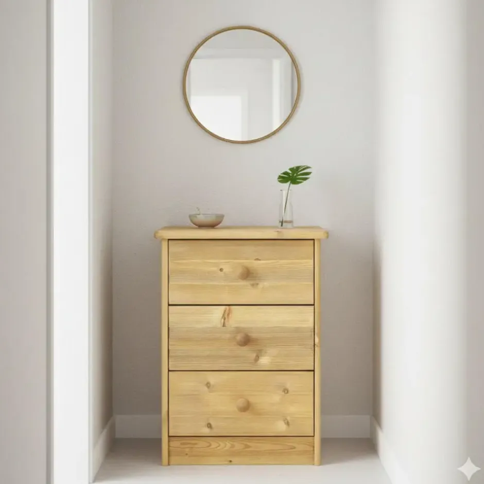 Hioshop Nelly kommode 3 laden gebeitst