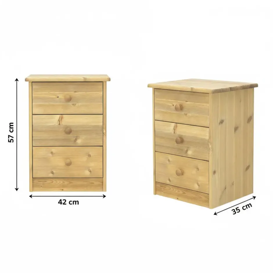 Hioshop Nelly kommode 3 laden gebeitst