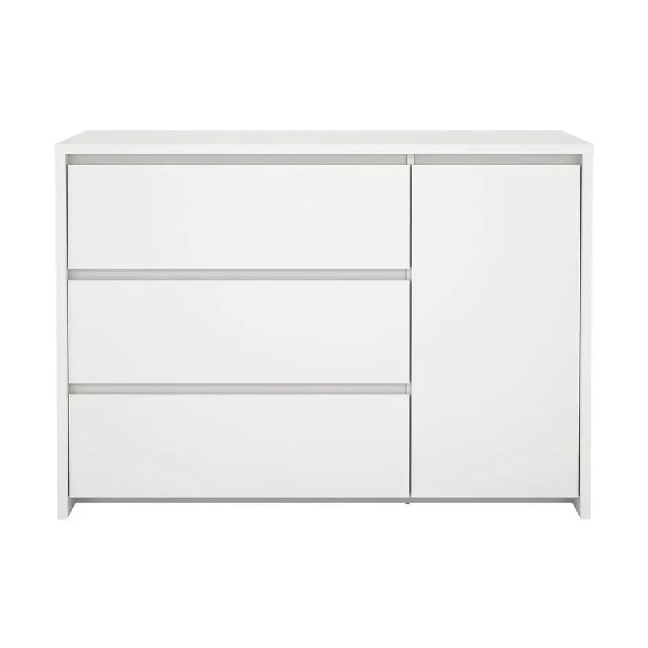 Hioshop Next kommode 1 deur 3 lades wit