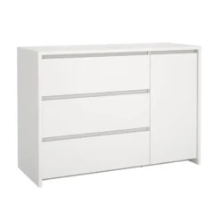 Hioshop Next kommode 1 deur 3 lades wit