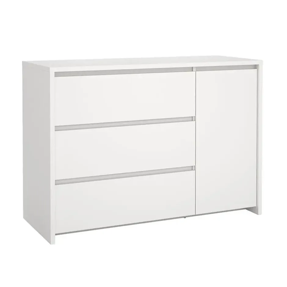 Hioshop Next kommode 1 deur 3 lades wit