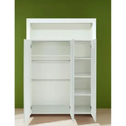 Hioshop Olja kinder kledingkast met 3 deuren en 1 plank- wit