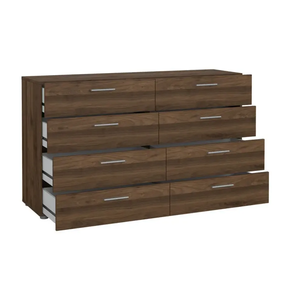 Hioshop Pepe kommode 8 lades walnoot decor