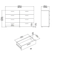 Hioshop Pepe kommode 8 lades walnoot decor