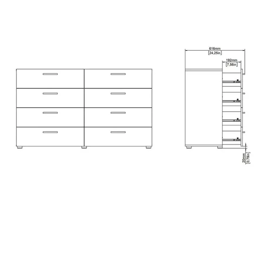 Hioshop Pepe kommode 8 lades walnoot decor