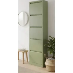 Hioshop Pisa schoenenkast groen metaal met 5 vakken