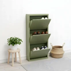 Hioshop Pisa schoenenkast groen metaal met 9 vakken