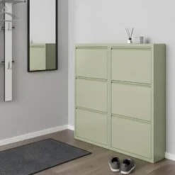 Hioshop Pisa schoenenkast groen metaal met 6 vakken