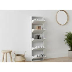 Hioshop Pisa schoenenkast wit metaal met 5 vakken