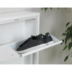 Hioshop Pisa schoenenkast wit metaal met 4 vakken