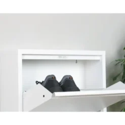 Hioshop Pisa schoenenkast wit metaal met 3 vakken
