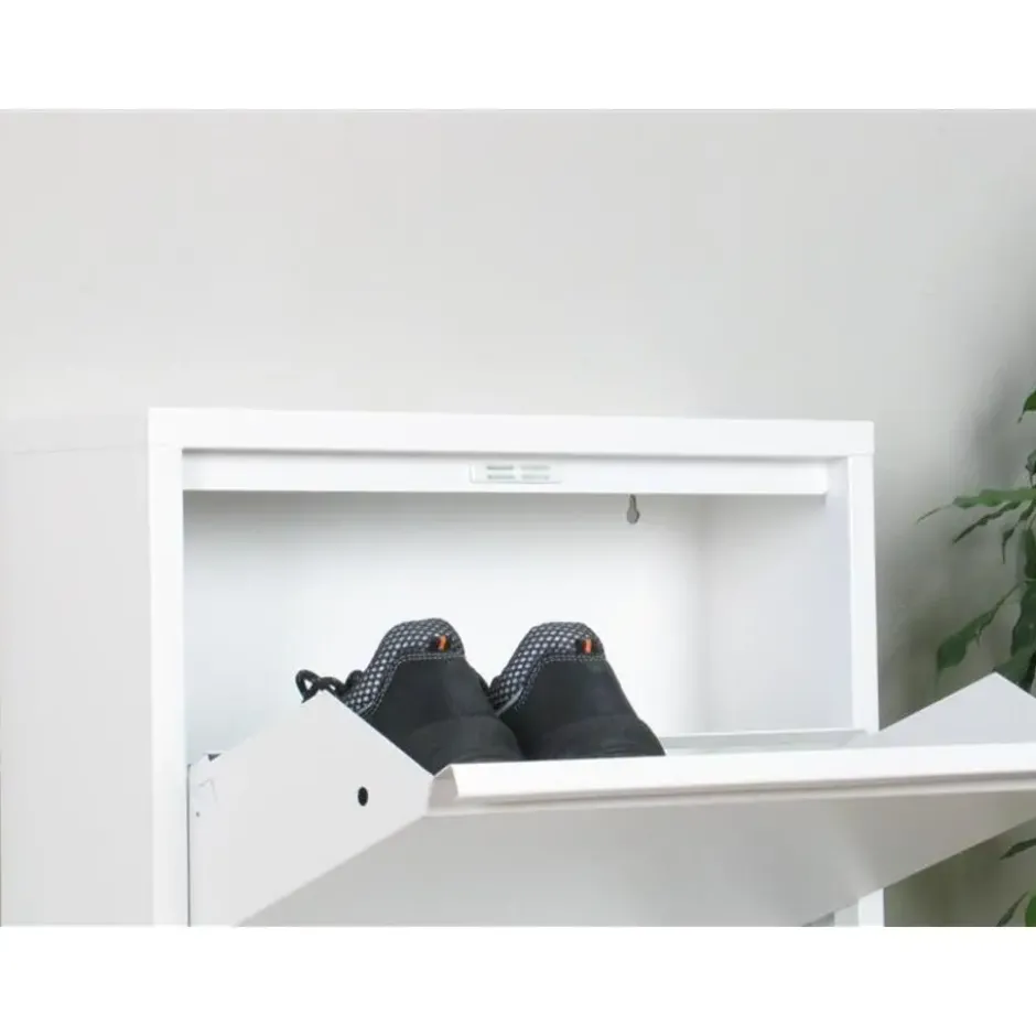 Hioshop Pisa schoenenkast wit metaal met 3 vakken